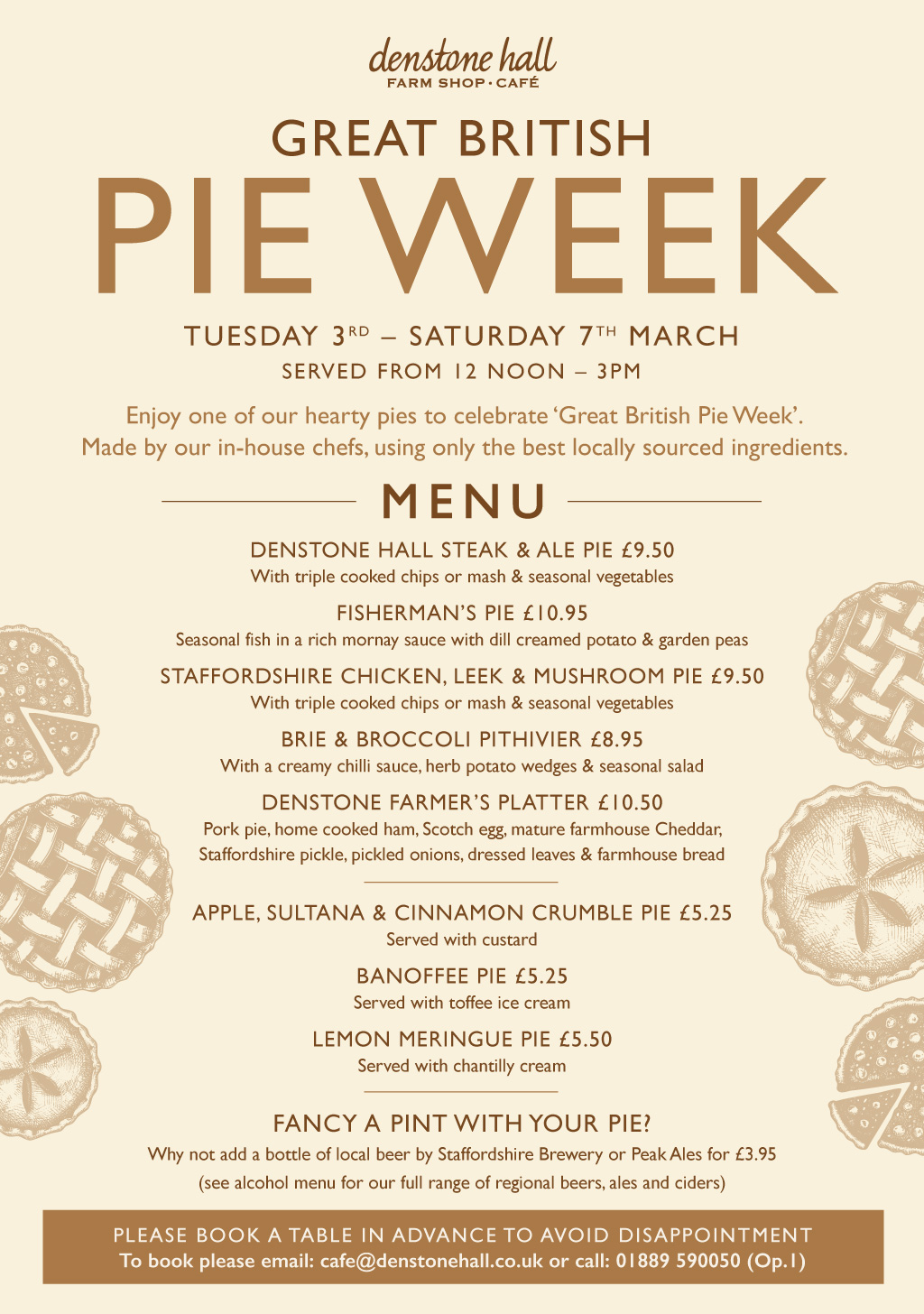 Great British Pie Week Menu